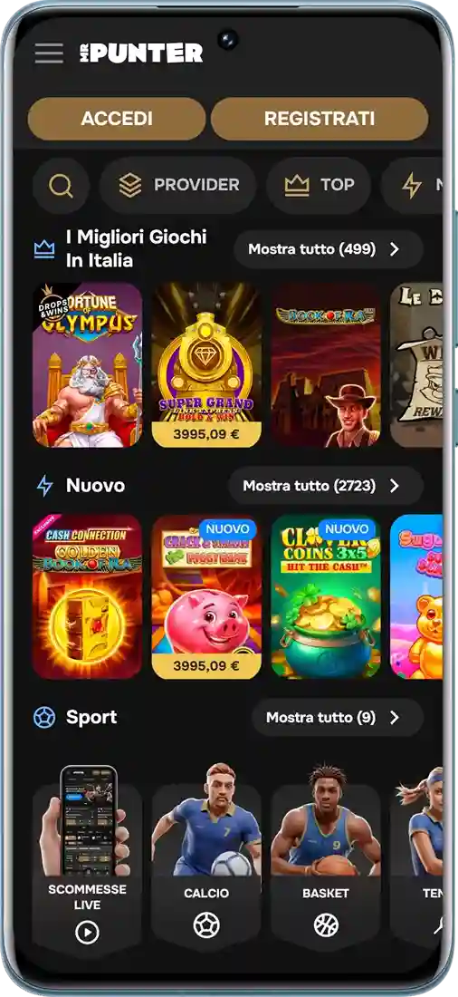 Schermata Mr Punter app