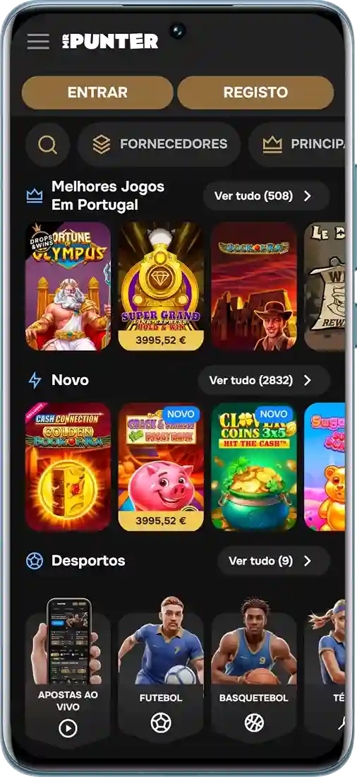 Captura de ecrã da aplicação MrPunter