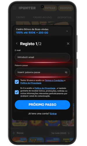 Completa o registo MR Punter