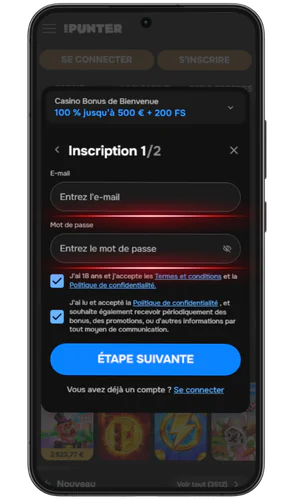 Finalisez l'inscription MR Punter