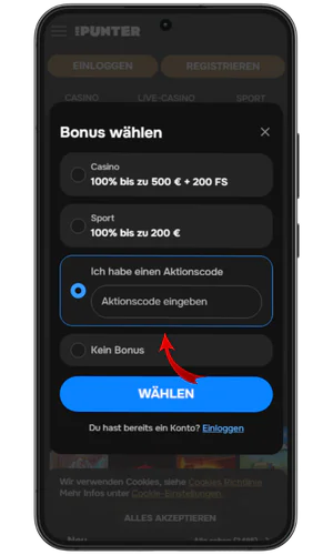 Wählen Sie das entsprechende Feld aus MR Punter